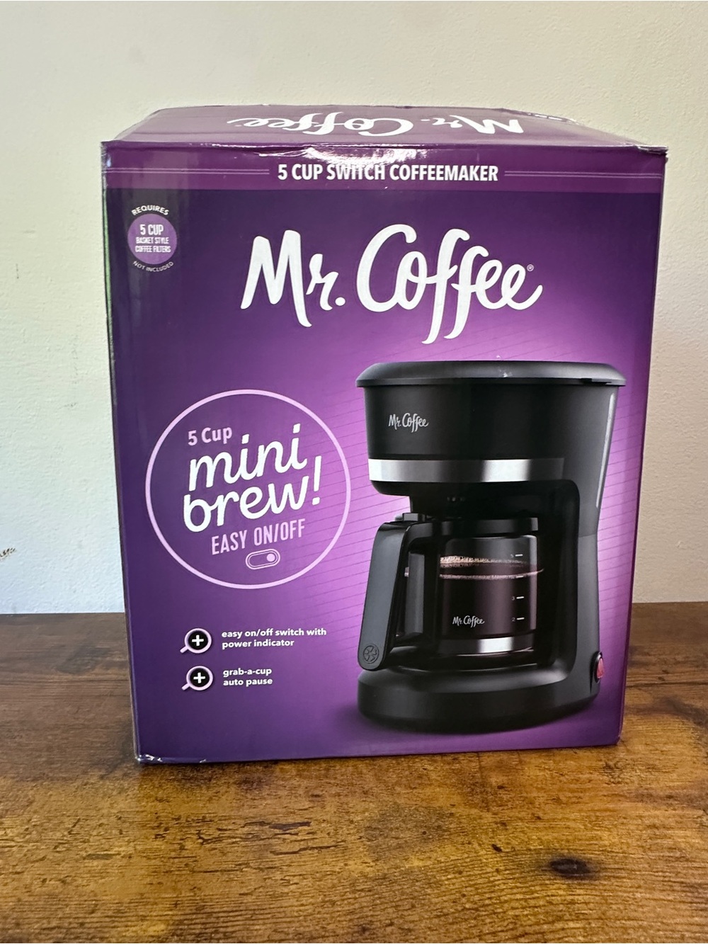 Mr.‎ Coffee 5-Cup Mini Brew Switch Coffee Maker Black Compact